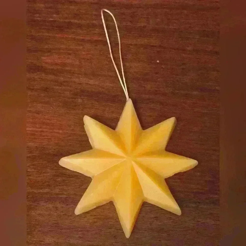 Handmade Beeswax Ornament - Large star - same  length
